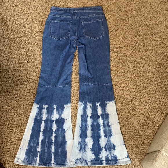 Easel Bamboo Dyed Bell Bottom Washed Denim Jeans Pants long/tall length - Picture 4 of 7